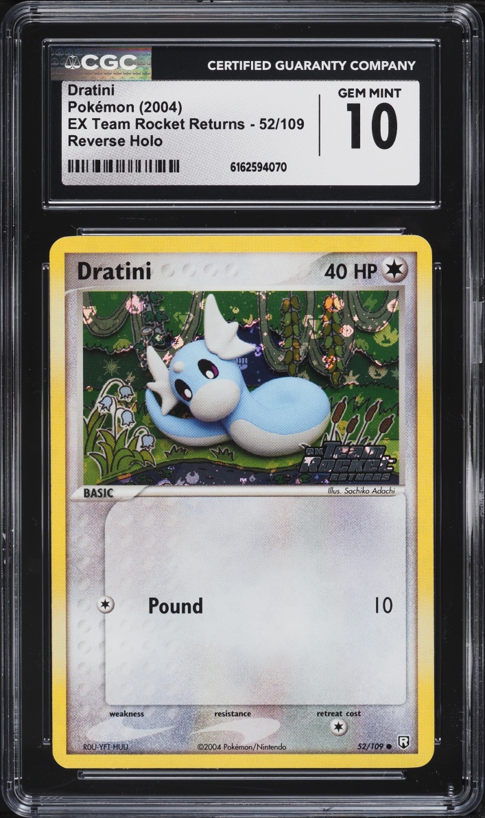 2004 Pokemon EX Team Rocket Returns Reverse Holo Dratini #52 CGC 10 GEM MINT