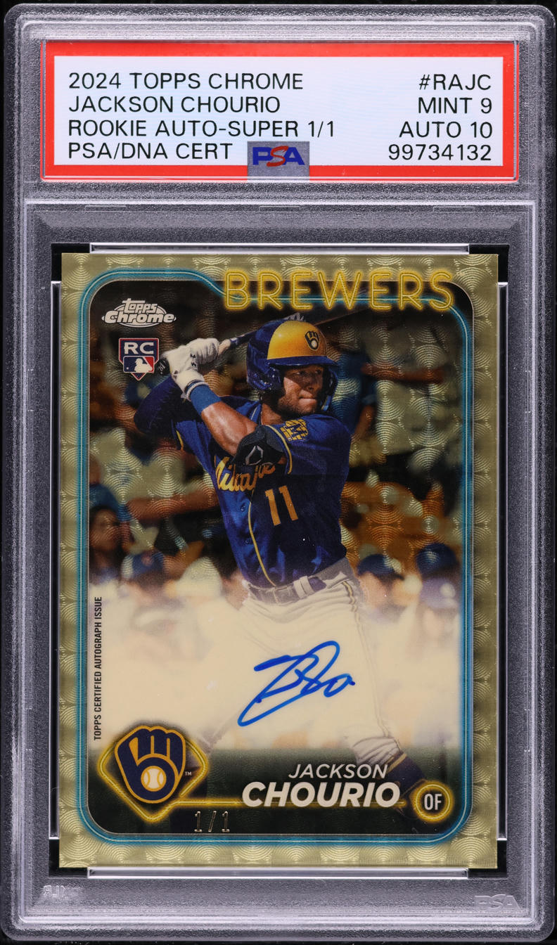 2024 Topps Chrome Superfractor Jackson Chourio ROOKIE AUTO DNA 10 1/1 PSA 9 MINT
