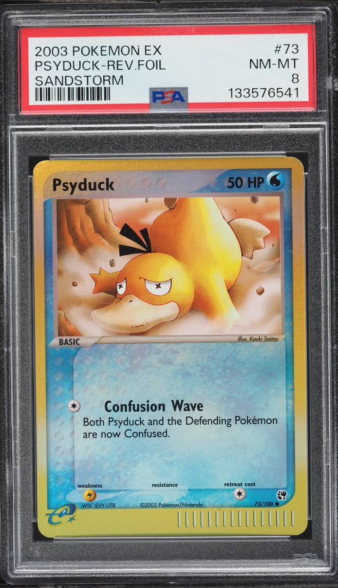 2003 Pokemon EX Sandstorm Reverse Holo Psyduck #73 PSA 8 NM-MT