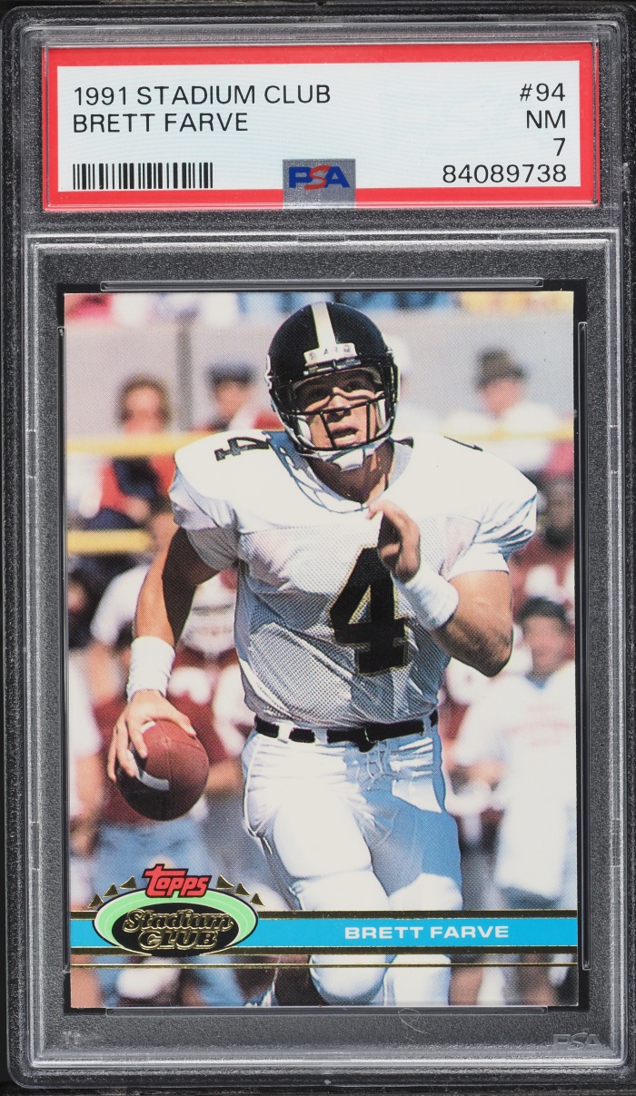 1991 Stadium Club Football Brett Favre ROOKIE #94 PSA 7 NRMT