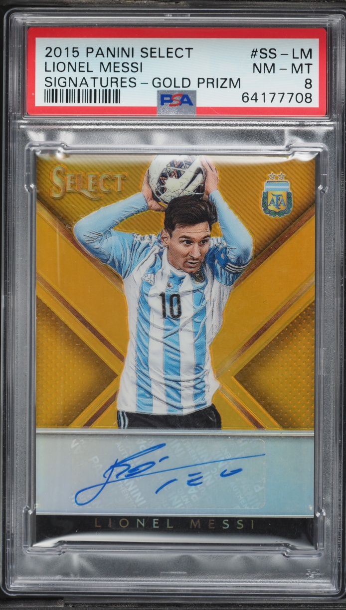 2015 Select Signatures Gold Prizm Lionel Messi AUTO 1/5 #SS-LM PSA 8 NM-MT