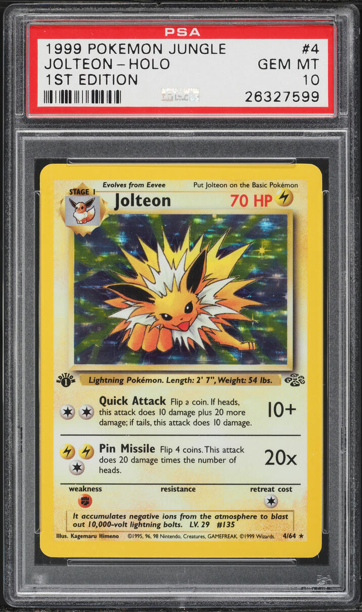 1999 Pokemon Jungle 1st Edition Holo Jolteon #4 PSA 10 GEM MINT