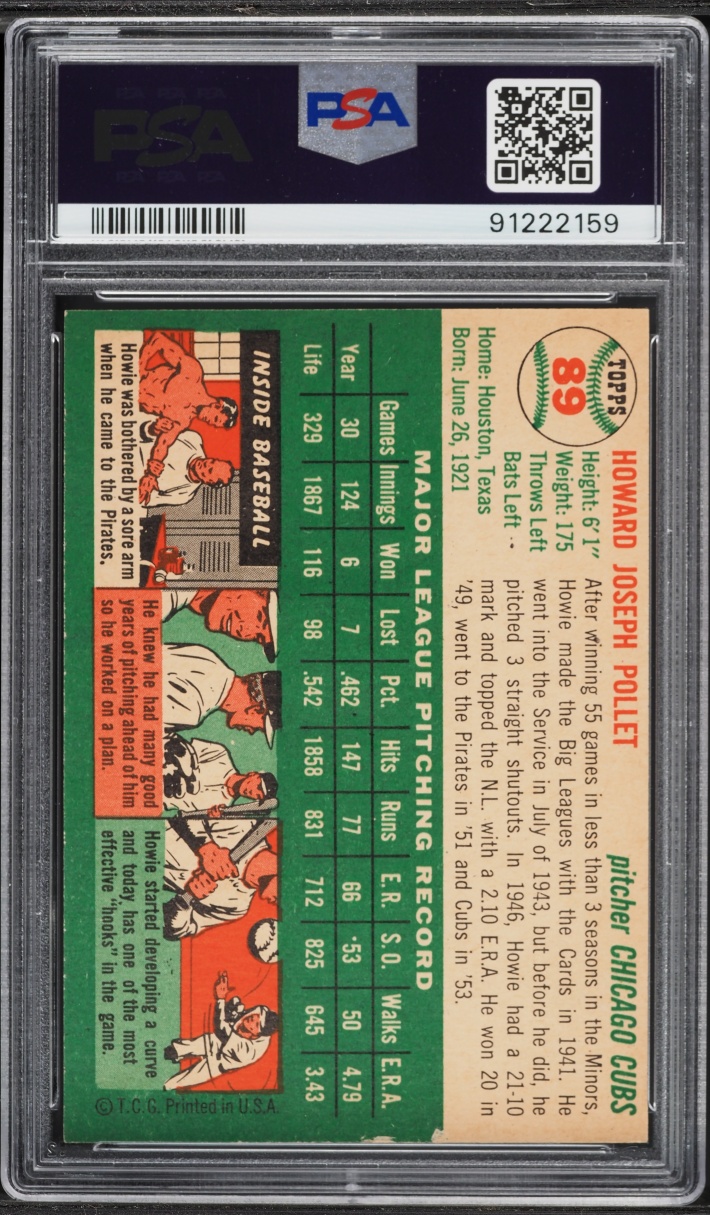 1954 Topps Howie Pollet #89 PSA 6 EXMT