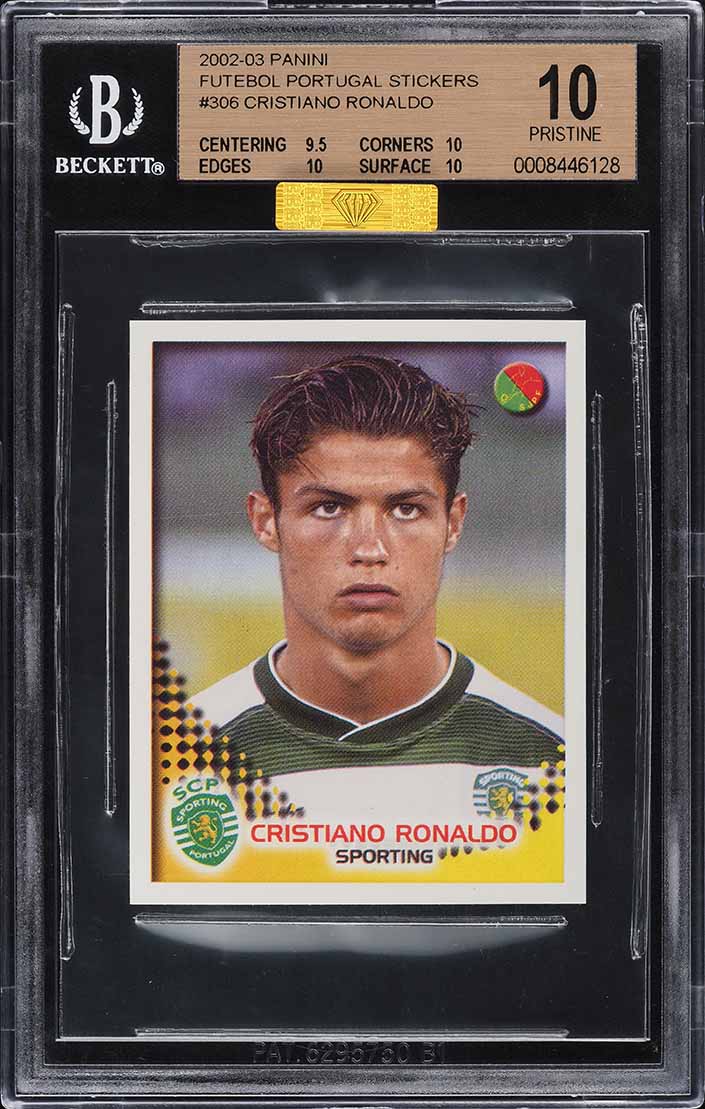 2002 Panini Futebol Portugal Stickers Cristiano Ronaldo ROOKIE #306 MBA BGS 10