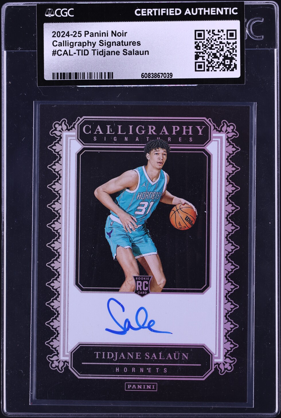 2024 Panini Noir Calligraphy Signatures Tidjane Salaun ROOKIE AUTO