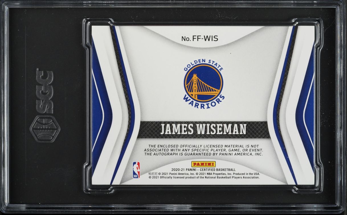 2020 Panini Certified Freshman Fabric James Wiseman RC PATCH AUTO #FF-WIS SGC 10