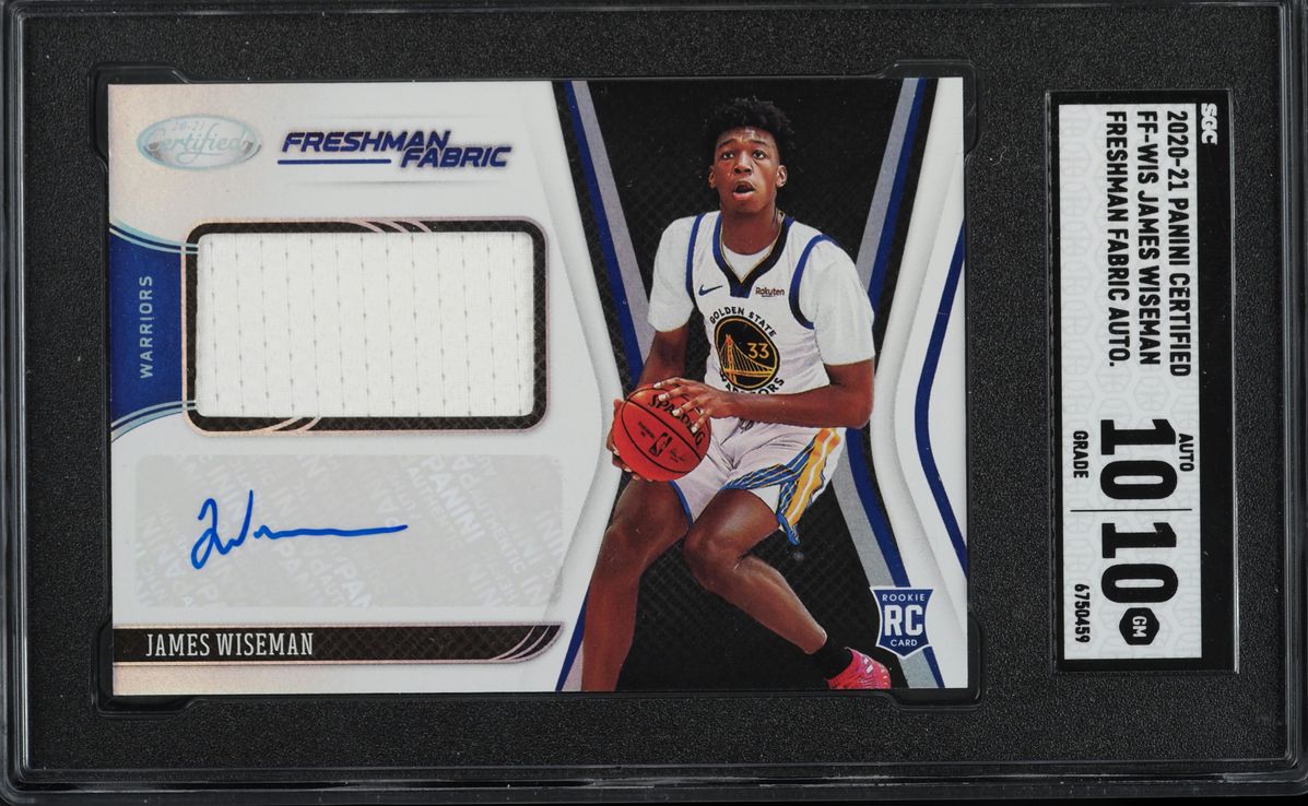 2020 Panini Certified Freshman Fabric James Wiseman RC PATCH AUTO #FF-WIS SGC 10