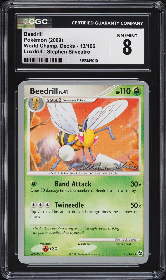 2009 Pokemon DP World Championships Decks Luxdrill Stephen Silvestro Beedrill #13 CGC 8 NM-MT