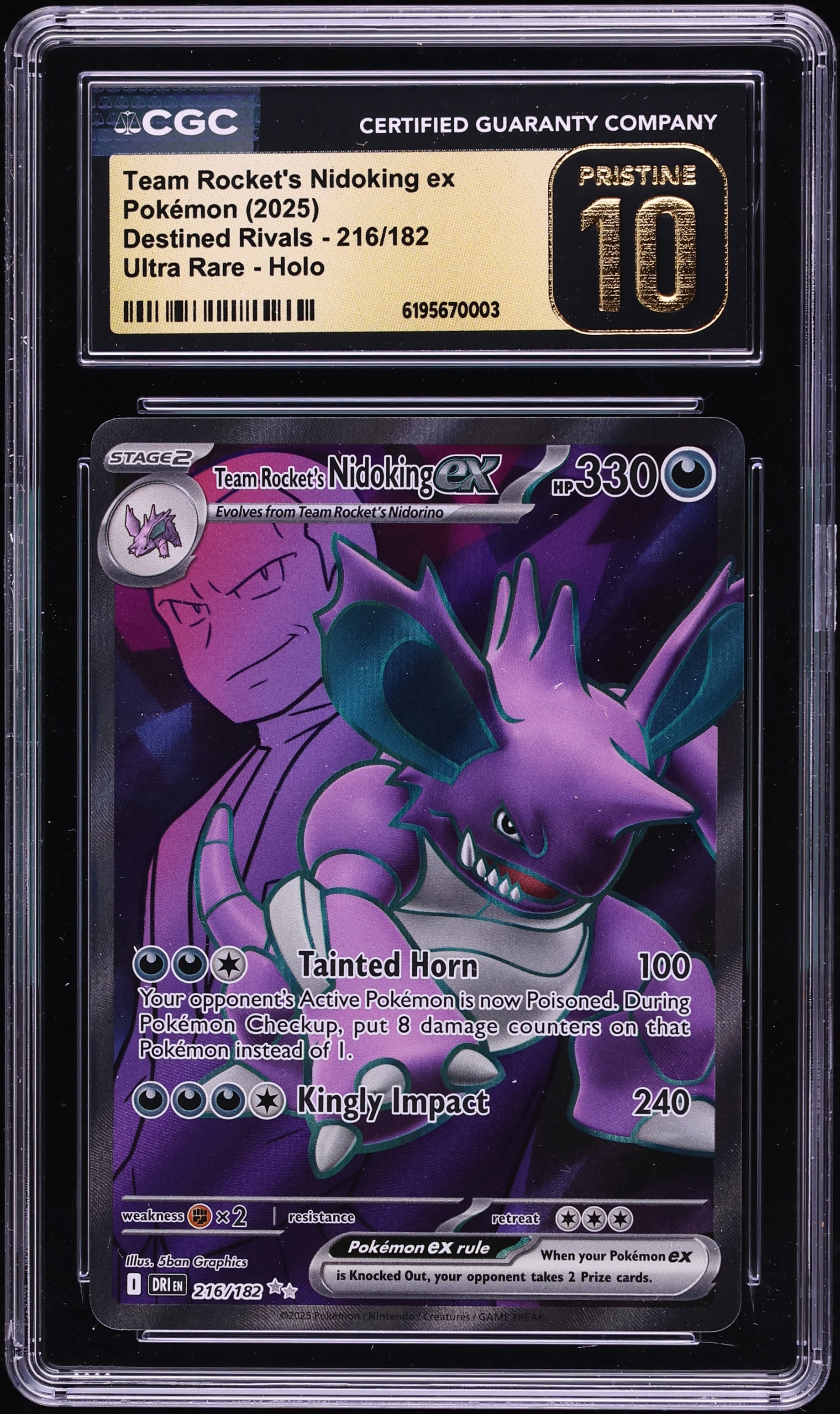 2025 Pokemon SV Destined Rivals Full Art Team Rocket's Nidoking EX #216 CGC 10 PRISTINE
