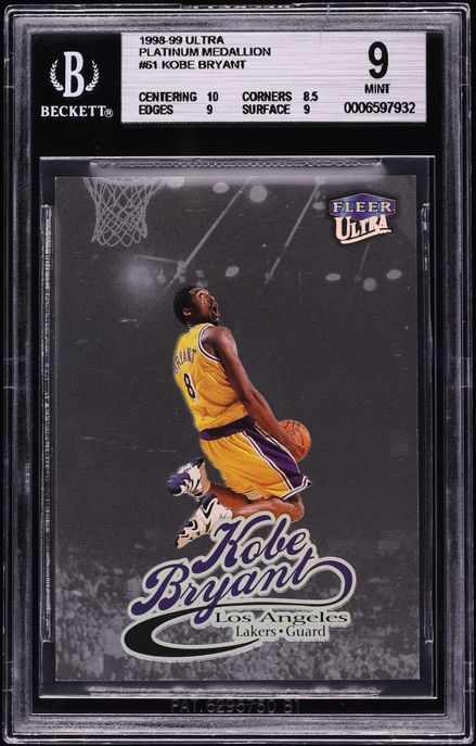 1998 Ultra Platinum Medallion Kobe Bryant /99 #61 BGS 9 MINT