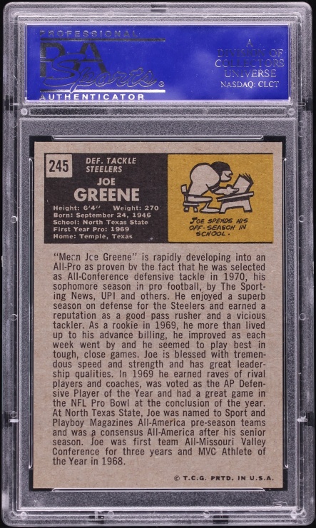 1971 Topps Football Joe Greene ROOKIE #245 PSA 8 NM-MT