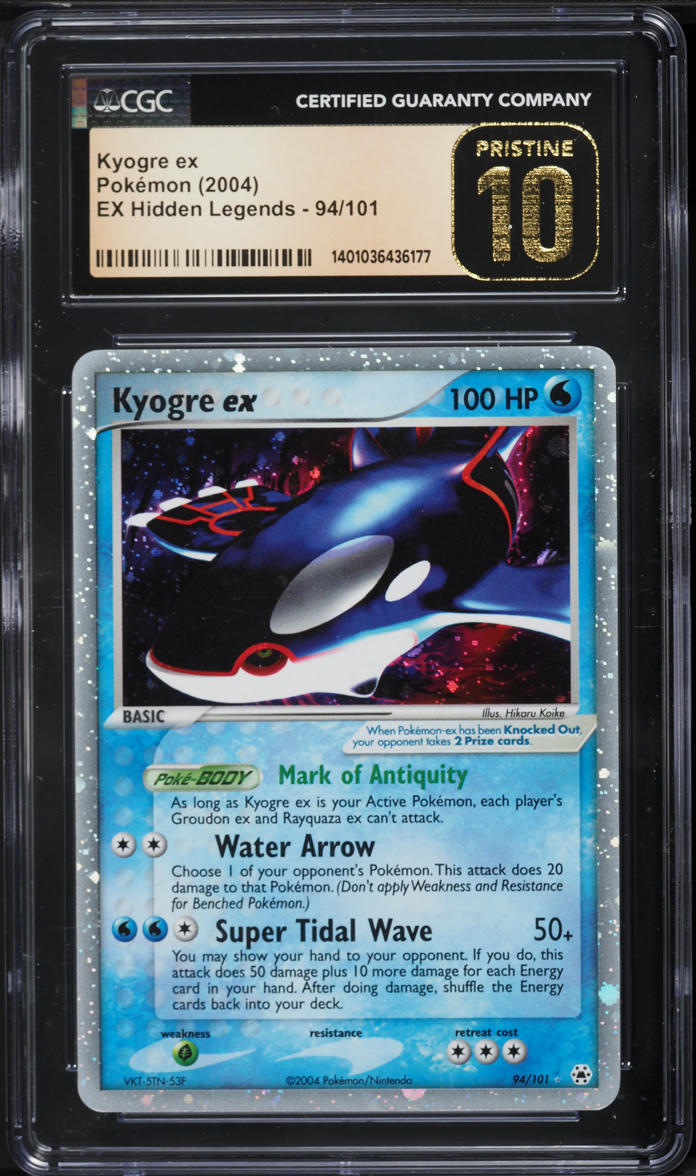 2004 Pokemon EX Hidden Legends Holo Kyogre ex #94 CGC 10 PRISTINE
