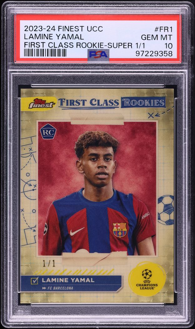 2023 Finest UEFA First Class Rookies Lamine Yamal ROOKIE 1/1 #FR1 PSA 10 GEM MINT
