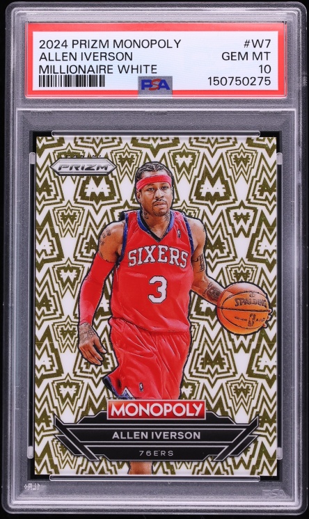 2024 Panini Prizm Monopoly Millionaire White Allen Iverson #W7 PSA 10 GEM MINT