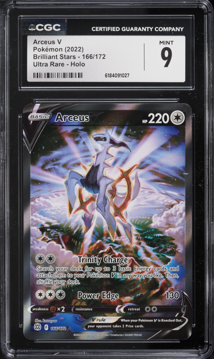 2022 Pokemon Sword & Shield Brilliant Stars Full Art Arceus V #166 CGC 9 MINT