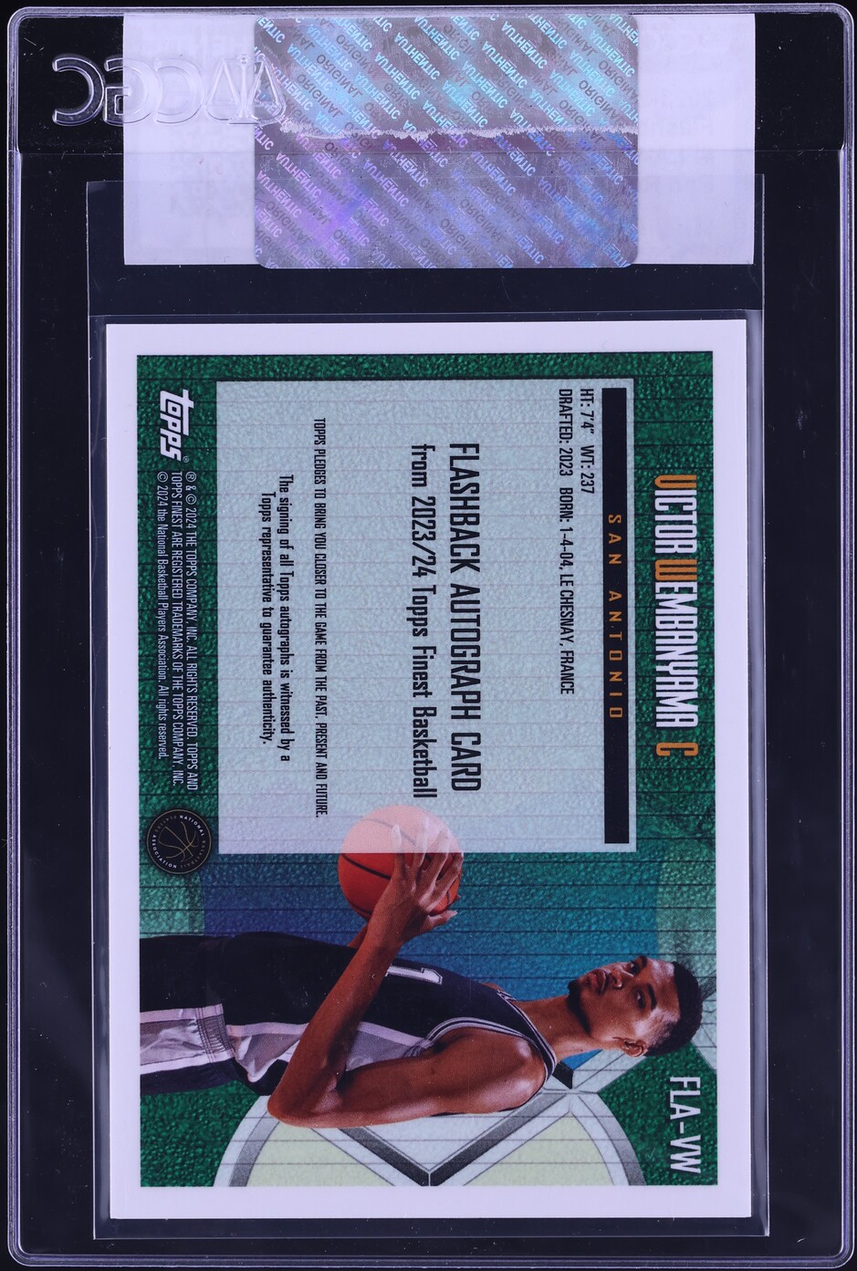 2023 Finest Flashback Red Refractor Victor Wembanyama ROOKIE AUTO 5/5 CGC AUTH