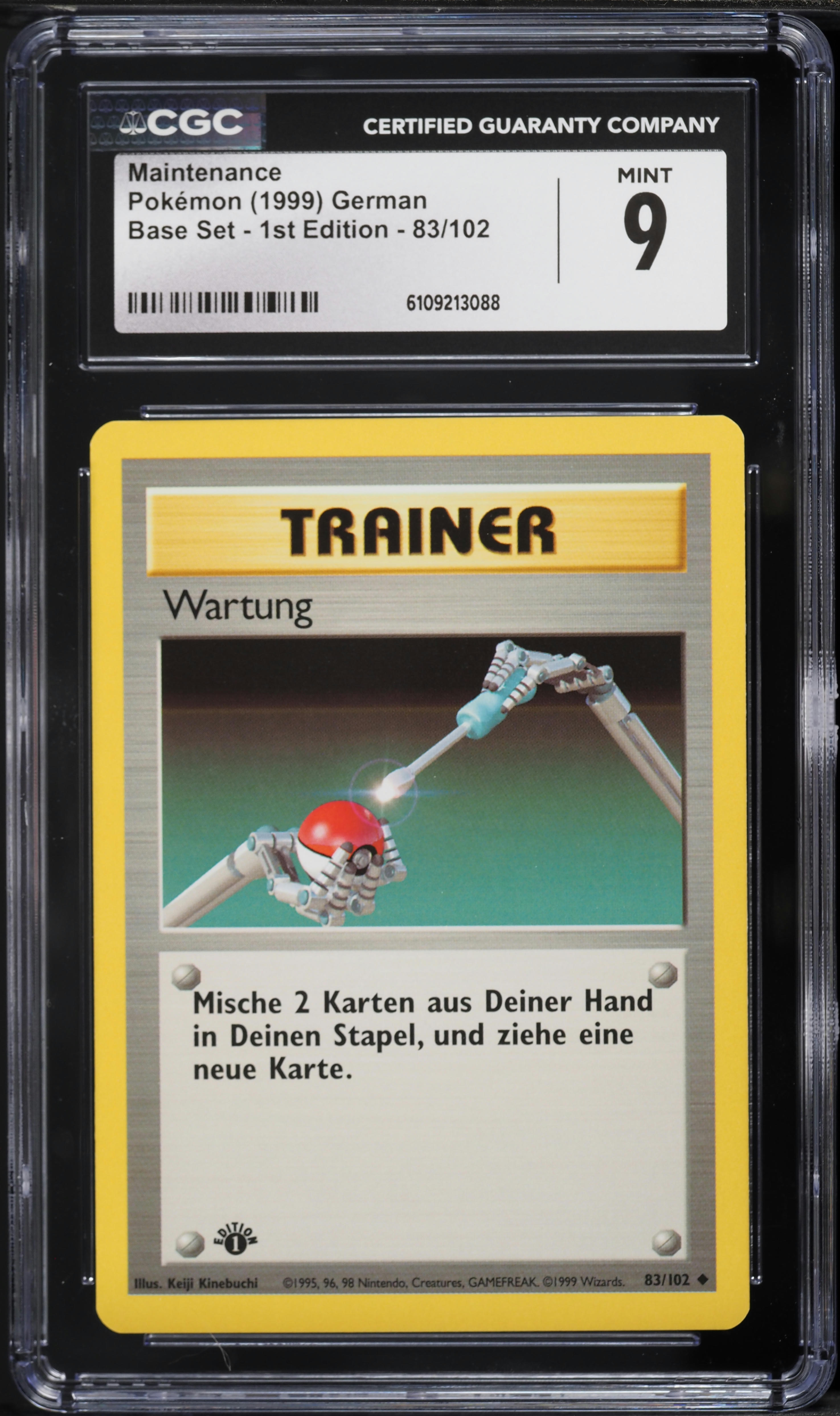 1999 Pokemon German Base Set 1st Edition Maintenance #83 CGC 9 MINT