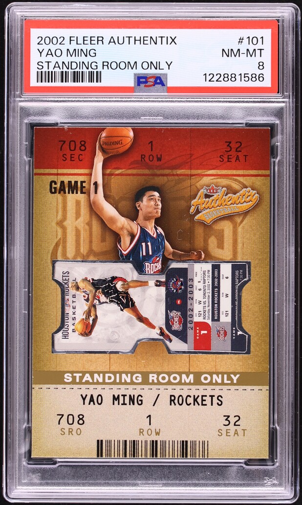 2002 Fleer Authentix Standing Room Only Yao Ming ROOKIE /25 #101 PSA 8 NM-MT