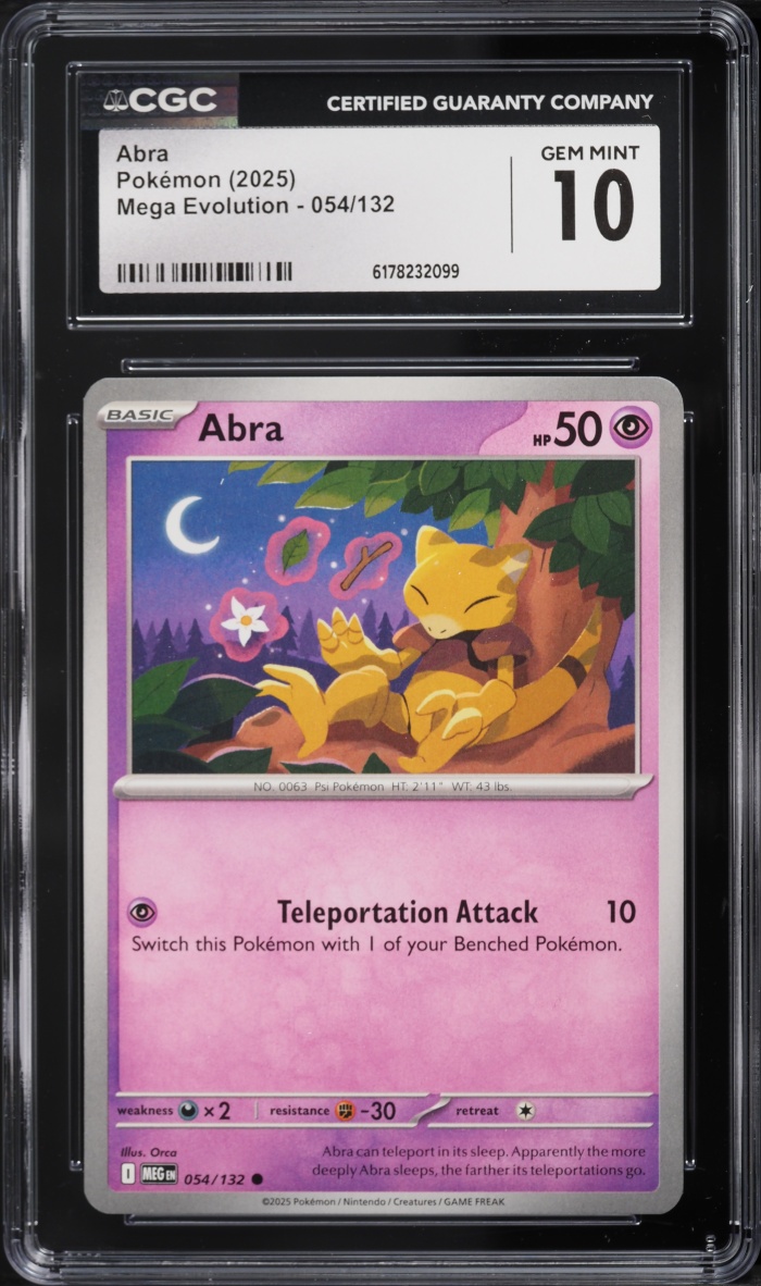 2025 Pokemon Mega Evolution Abra #054 CGC 10 GEM MINT