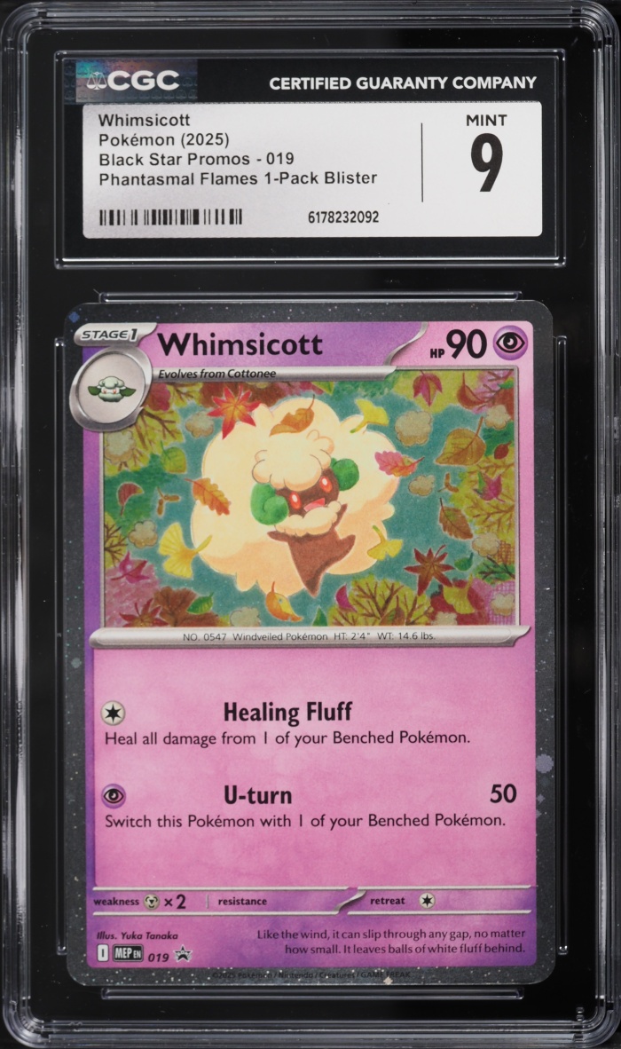 2025 Pokemon Mega Evolution Promo Phantasmal Flames 1 Pack Blister Whimsicott #019 CGC 9 MINT