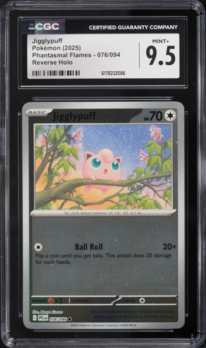 2025 Pokemon Mega Evolution Phantasmal Flames Reverse Holo Jigglypuff #76 CGC 9.5 MINT+