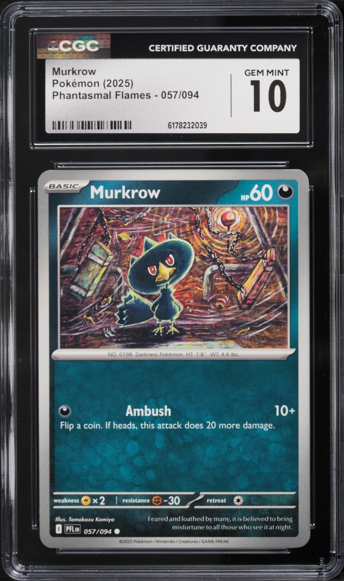2025 Pokemon Mega Evolution Phantasmal Flames Murkrow #057 CGC 10 GEM MINT