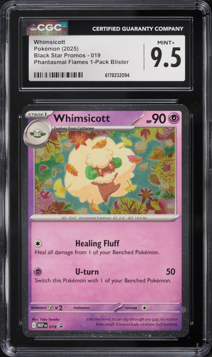2025 Pokemon Mega Evolution Promo Phantasmal Flames 1 Pack Blister Whimsicott #019 CGC 9.5