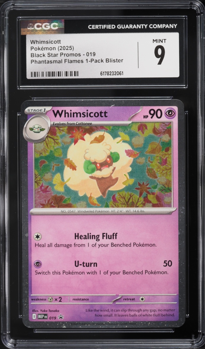 2025 Pokemon Mega Evolution Promo Phantasmal Flames 1 Pack Blister Whimsicott #019 CGC 9 MINT