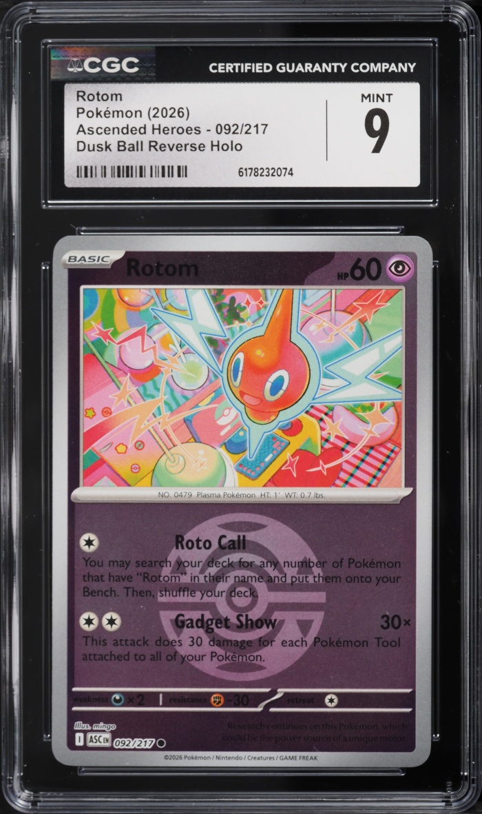 2026 Pokemon Mega Evolution Ascended Heroes Dusk Ball Reverse Holo Rotom #092 CGC 9 MINT