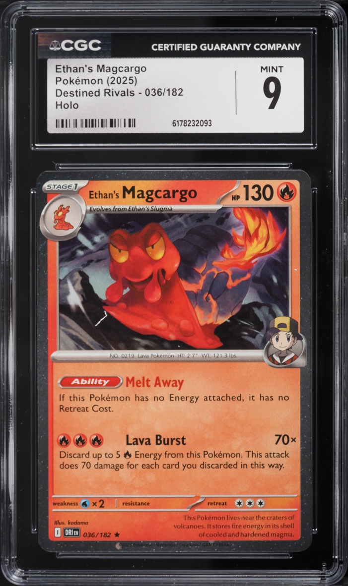 2025 Pokemon Scarlet & Violet Destined Rivals Holo Ethan's Magcargo #036 CGC 9 MINT