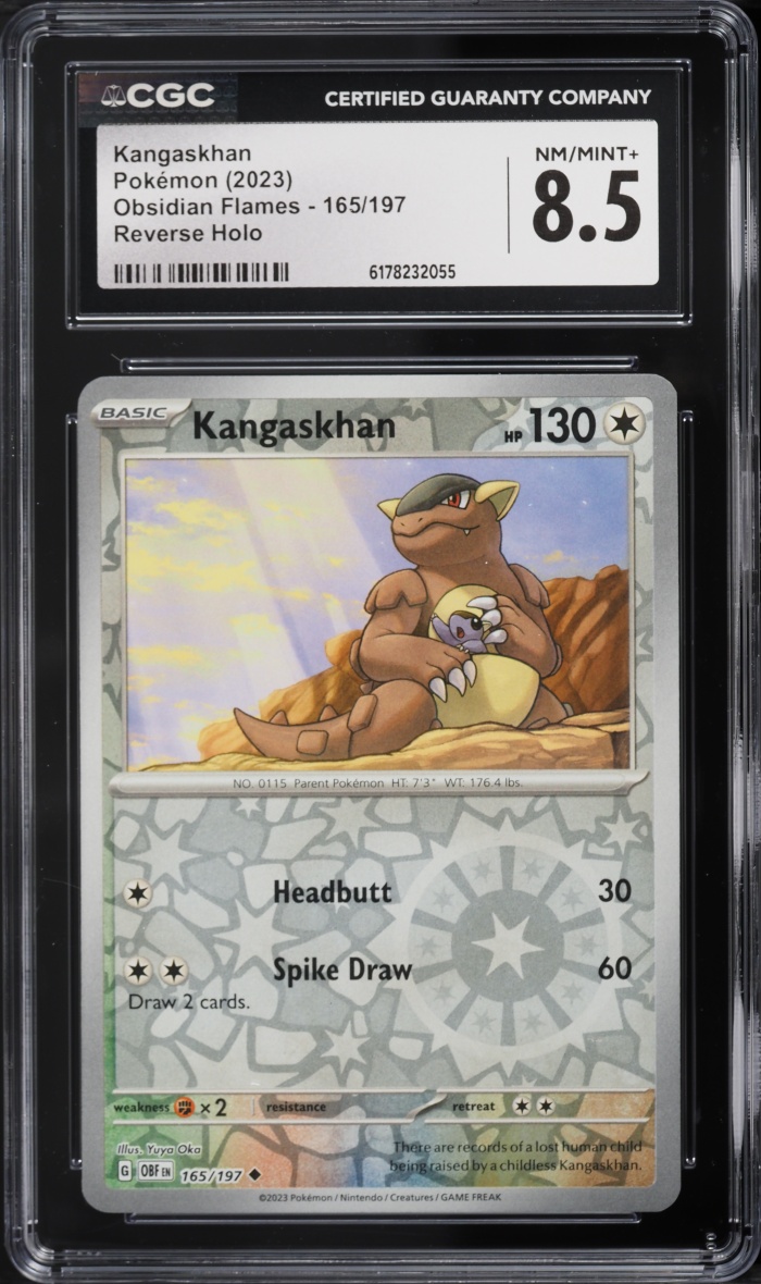 2023 Pokemon Scarlet & Violet Obsidian Flames Reverse Holo Kangaskhan #165 CGC 8.5 NM-MT+