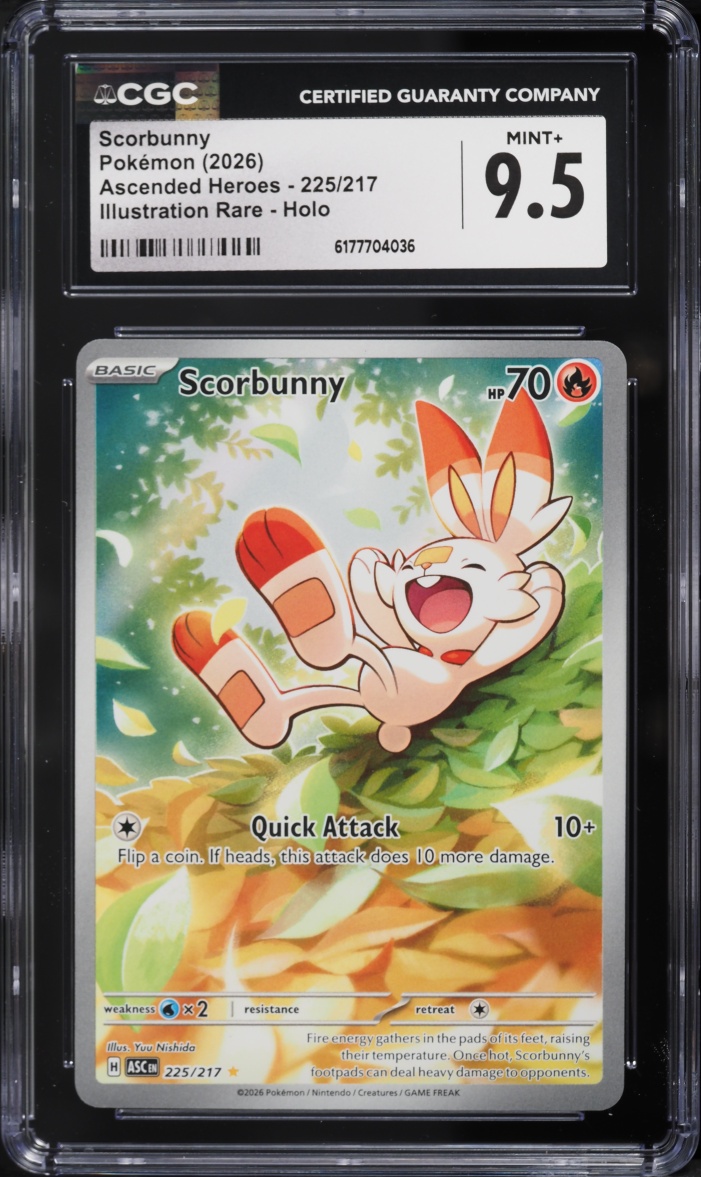 2026 Pokemon Mega Evolution Ascended Heroes IR Scorbunny #225 CGC 9.5 MINT+