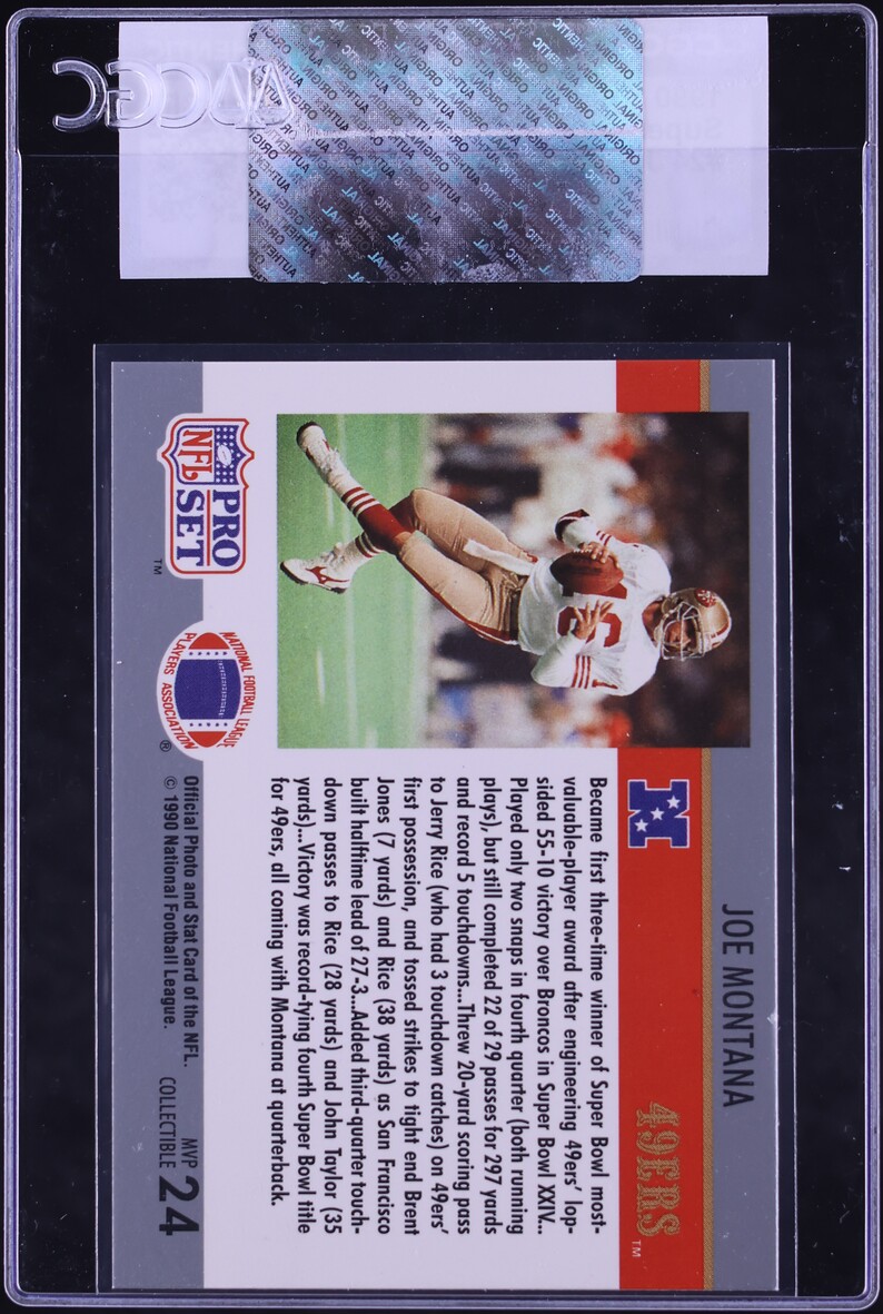 1990 Pro Set Football Super Bowl MVP's Joe Montana #24 CGC AUTH
