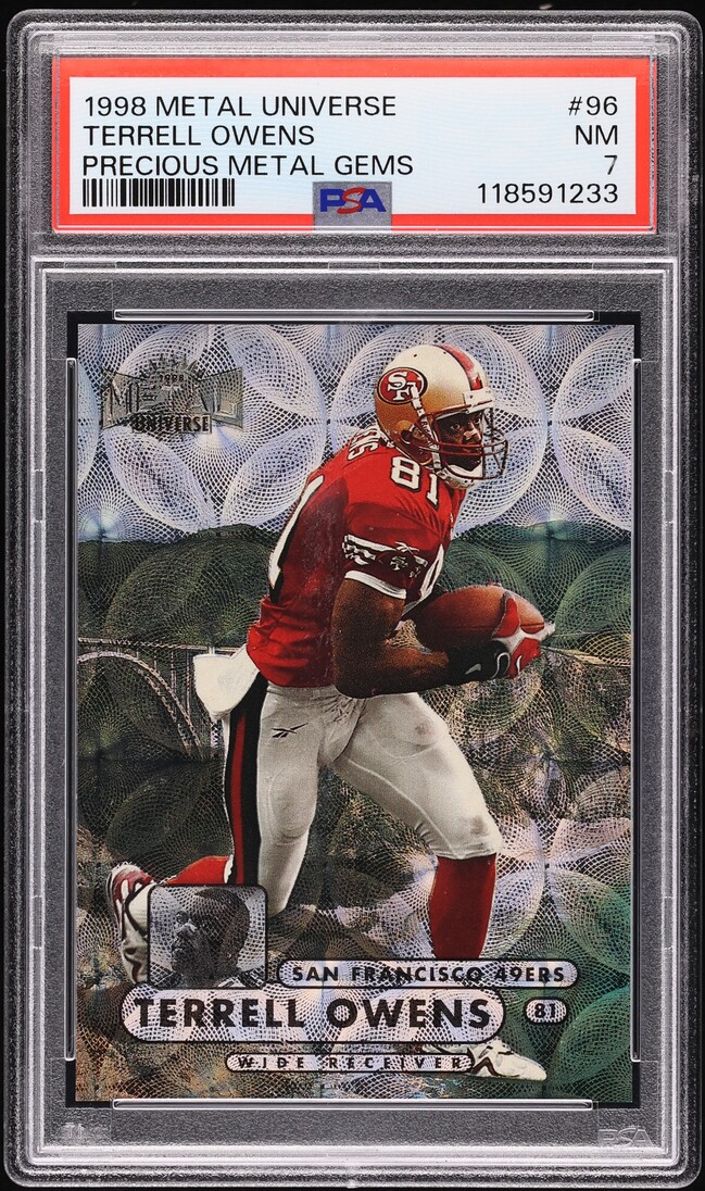 1998 Metal Universe Precious Metal Gems PMG Terrell Owens /50 #96 PSA 7 NRMT