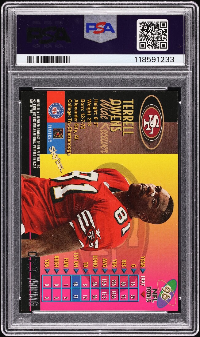 1998 Metal Universe Precious Metal Gems PMG Terrell Owens /50 #96 PSA 7 NRMT