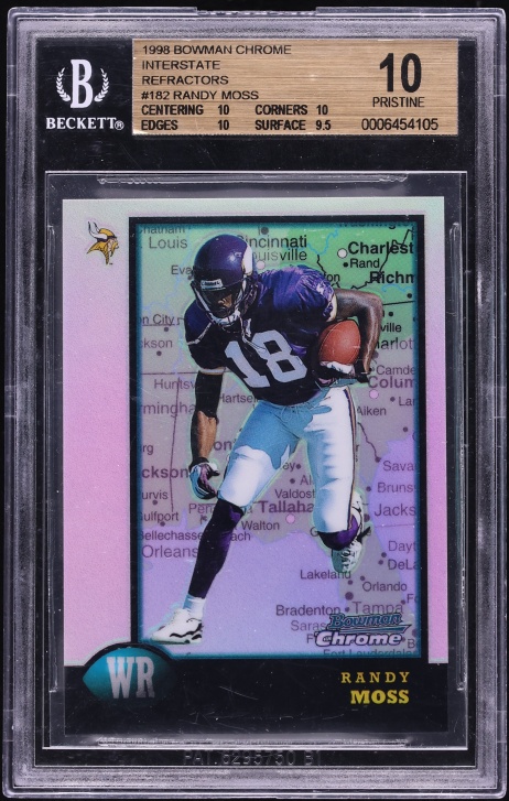 1998 Bowman Chrome Interstate Refractor Randy Moss ROOKIE #182 BGS 10 PRISTINE
