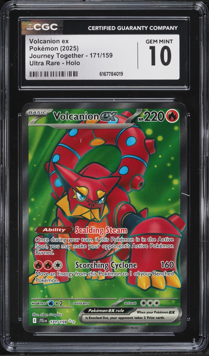 2025 Pokemon Scarlet & Violet Journey Together Full Art Volcanion Ex #171 CGC 10 GEM MINT
