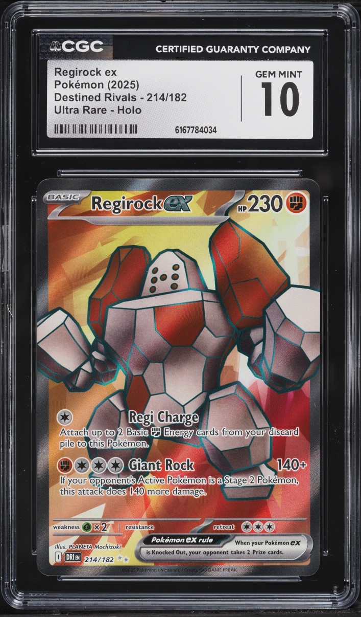 2025 Pokemon Scarlet & Violet Destined Rivals Full Art Regirock EX #214 CGC 10 GEM MINT