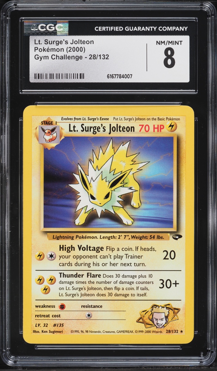 2000 Pokemon Gym Challenge Lt. Surge's Jolteon #28 CGC 8 NM-MT