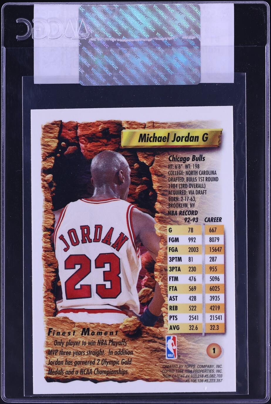 1993 Finest Refractor Michael Jordan #1 CGC AUTH