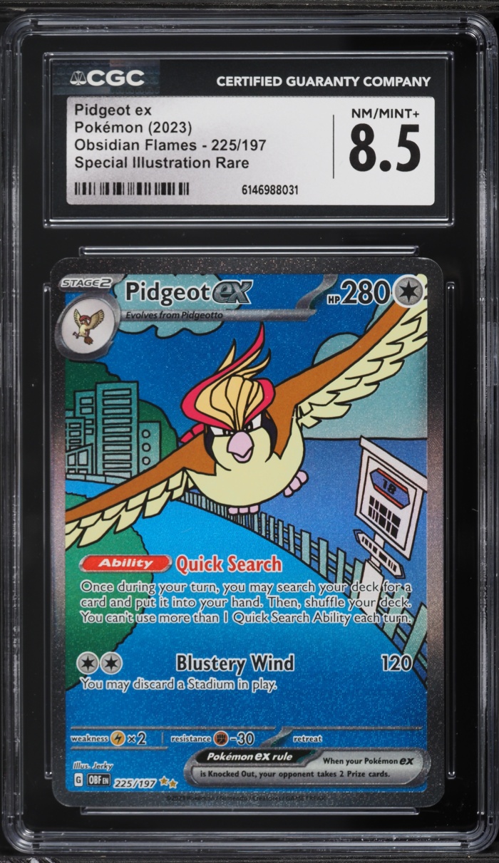 2023 Pokemon Scarlet & Violet Obsidian Flames SIR Pidgeot ex #225 CGC 8.5 NM-MT+