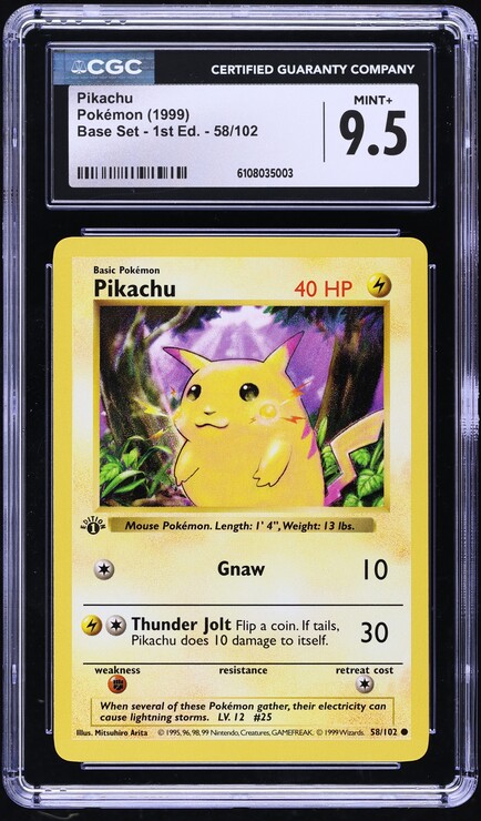 1999 Pokemon Base Set Pikachu #58 CGC 10 GEM MINT on Fanatics Collect