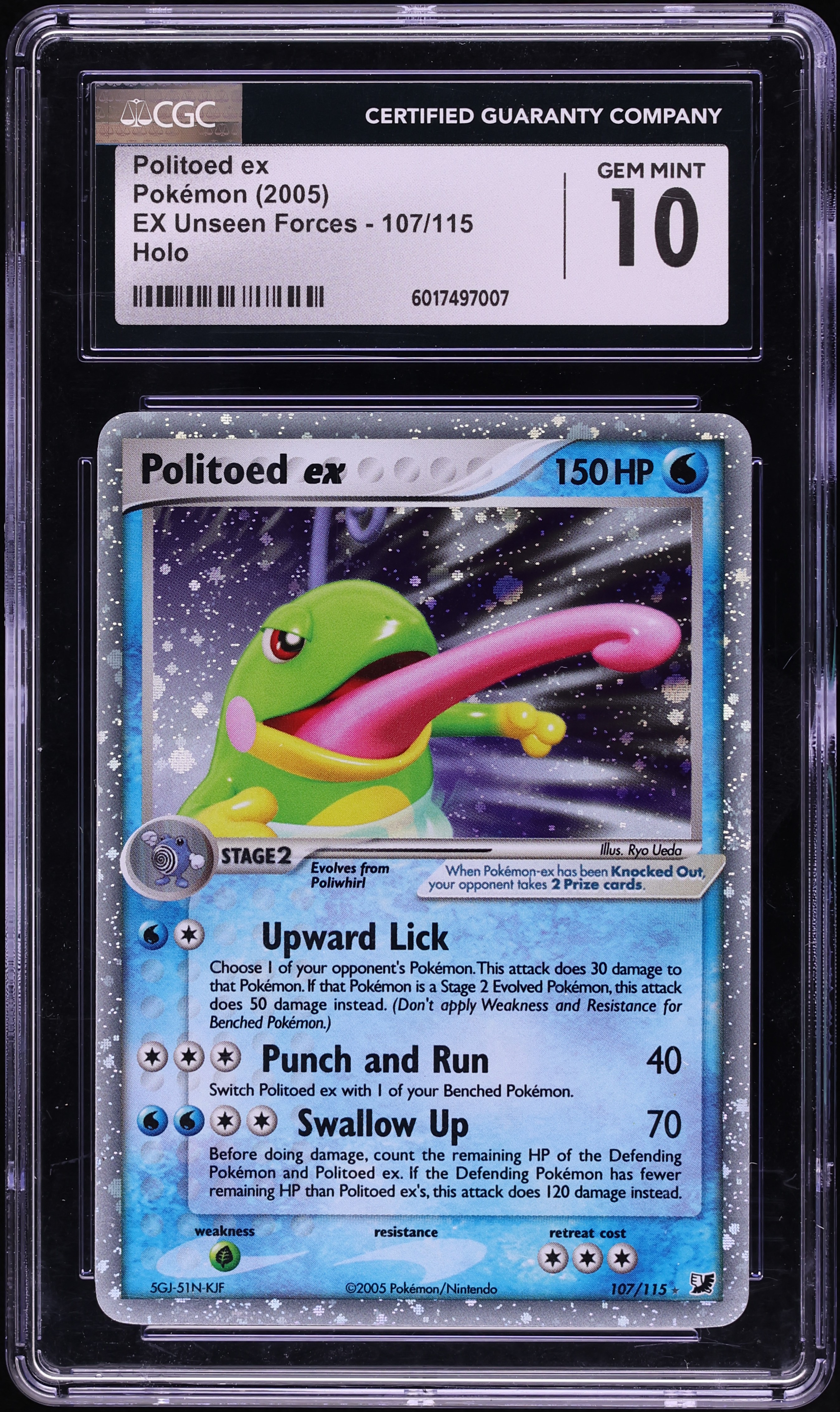 2005 Pokemon EX Unseen Forces Holo Politoed ex #107 CGC 10 GEM MINT