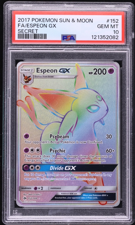 2017 Pokemon Sun & Moon Rainbow Rare Espeon GX #152 PSA 10 GEM MINT