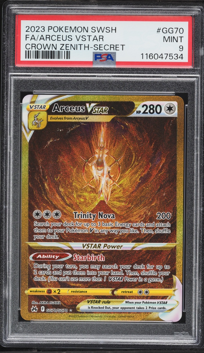 2023 Pokemon Sword & Shield Crown Zenith Gold Rare Arceus VSTAR #GG70 PSA 9 MINT