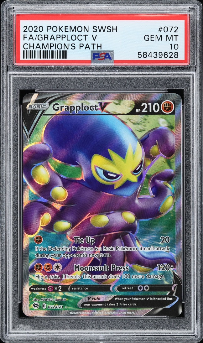 2020 Pokemon Sword & Shield Champion's Path Full Art Grapploct V #72 PSA 10 GEM MINT