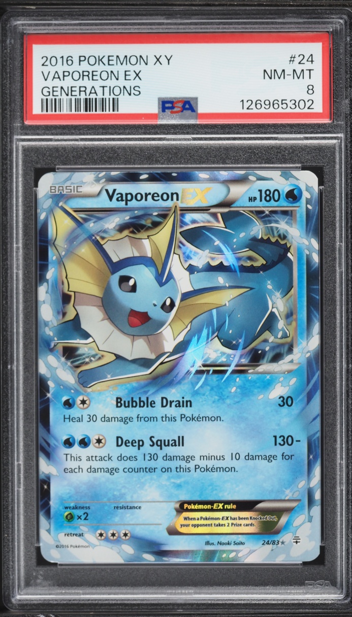 2016 Pokemon XY Generations Vaporeon EX #24 PSA 8 NM-MT