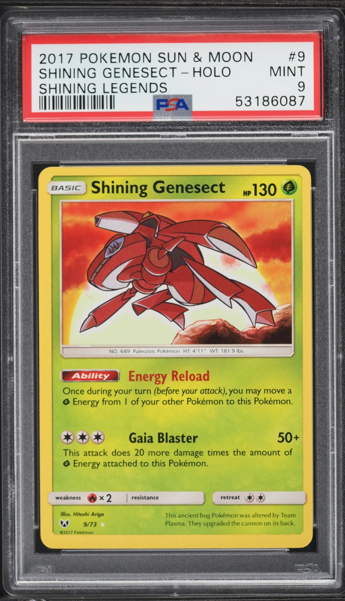 2017 Pokemon Sun & Moon Shining Legends Holo Shining Genesect #9 PSA 9 MINT