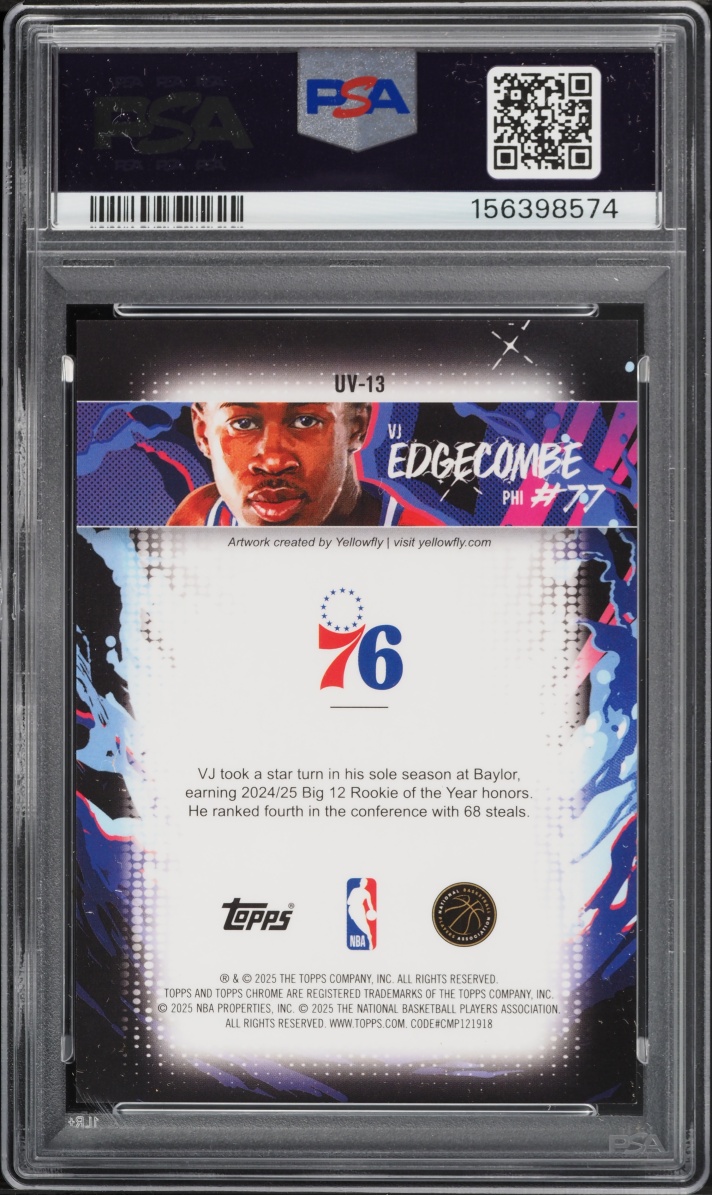 2025 Topps Chrome Ultra Violet VJ Edgecombe ROOKIE #UV-13 PSA 9 MINT