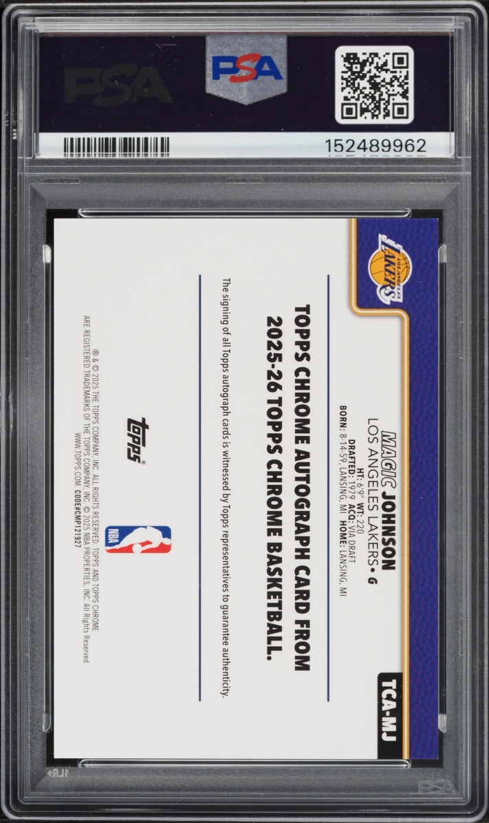 2025 Topps Chrome Sapphire Edition Black Magic Johnson AUTO /10 #TCA-MJ PSA 10 GEM MINT
